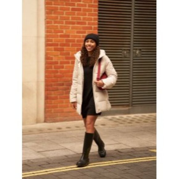 Uniqlo U Womens Large Olive Mock Neck Long Sleeve Knit Dress With Pockets NWT - Picture 3 of 16